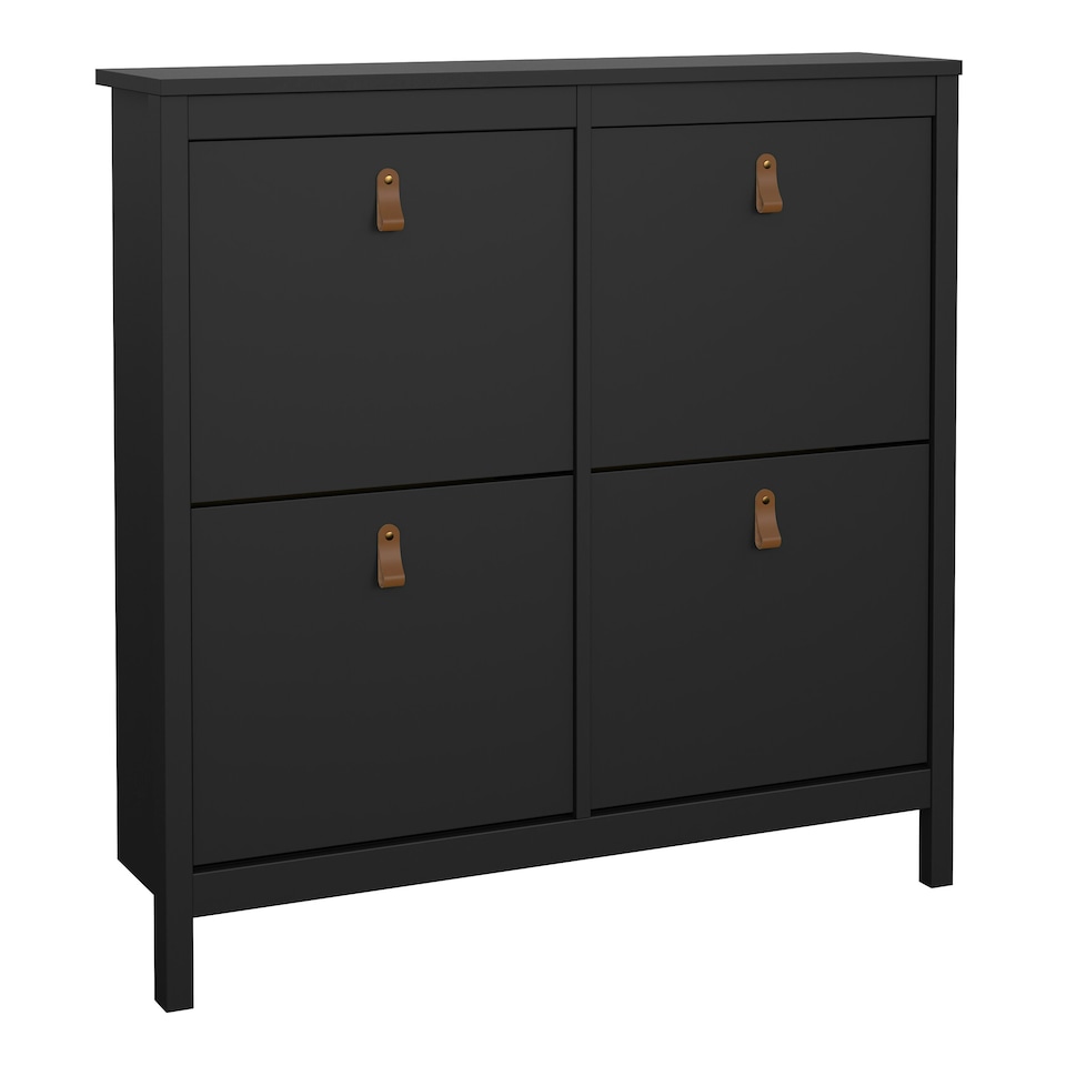 image 1 of Barcelona Shoe Cabinet 4 Flip Down Doors in Matt Black