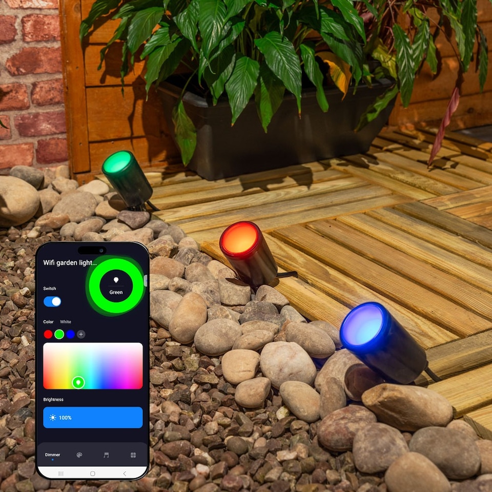 image 1 of ValueLights Pack of 3 Smart RGB Outdoor Ground Light IP65