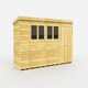 image 1 of 14 x 4 Feet Pent Shed - Double Door With Windows - Wood - L118 x W417 x H201 cm | Brown