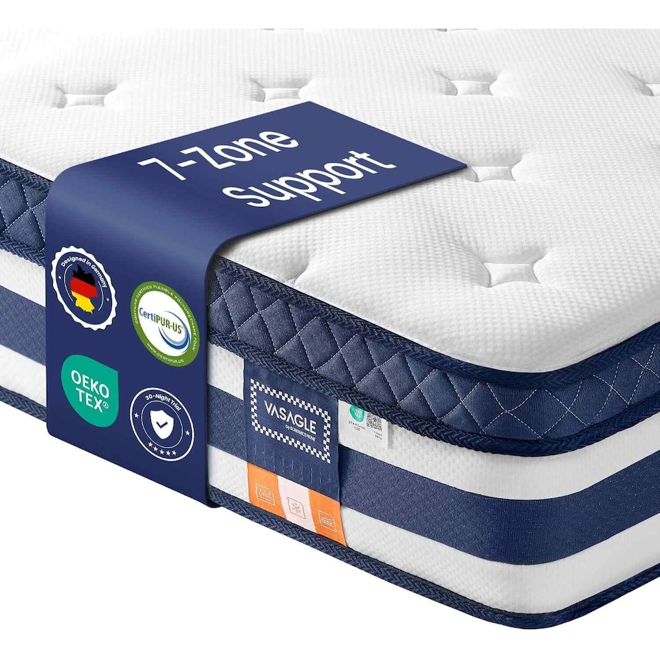 image 1 of King Sized Bed, Cooling Gel Memory Foam Pocket Spring Mattress, Medium Firm, Motion Isolation, Blue