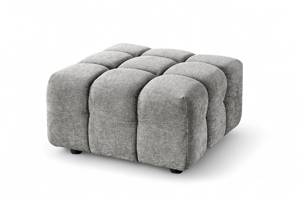 image 1 of Grey Chenille Fabric Right Hand Facing Corner Sofa with Ottoman LUGANO