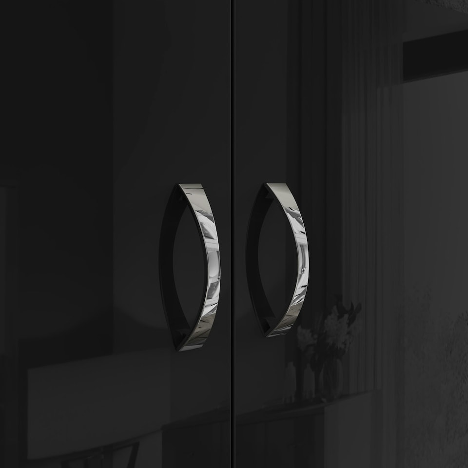 image 1 of FWStyle Chilton 2 Door Wardrobe - Black Gloss Front Black