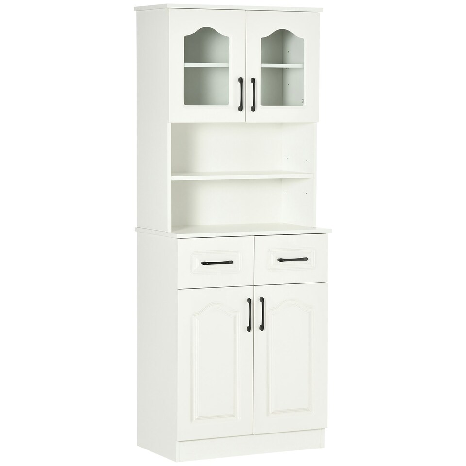 image 1 of HOMCOM Kitchen Cupboard Storage Cabinet w/ 4 Doors and Adjustable Shelves,White