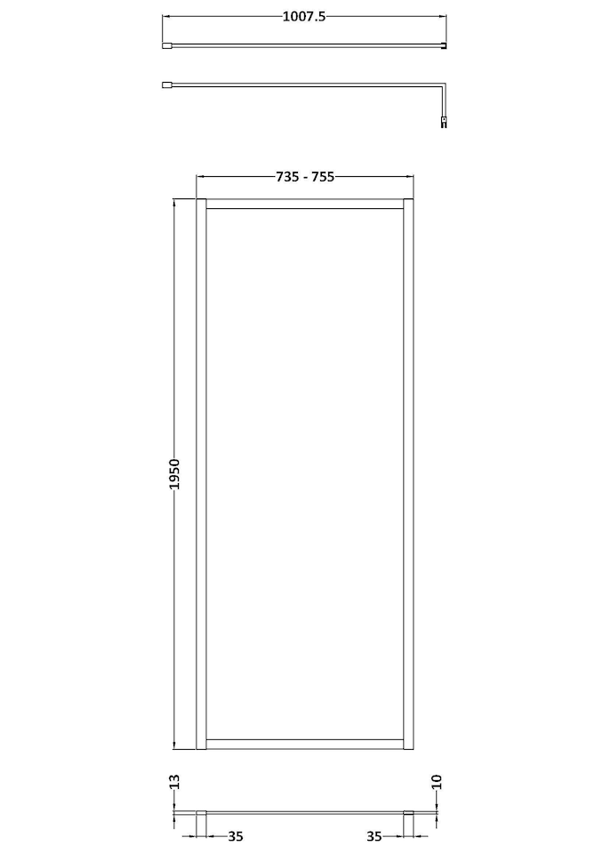 image 1 of Balterley Contemporary Durable Bathroom Wetroom Screen Aluminium - Full Outer Frame Shower Wetroom Screen | Copper | Brushed Brass