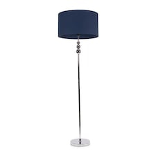 ValueLights Marissa Navy Blue Shade with Chrome Stacked Ball Floor Lamp | Blue