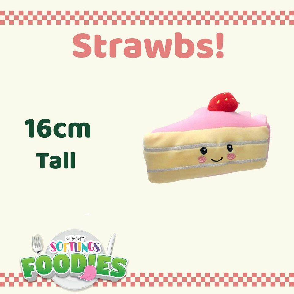 image 1 of Strawberry Cheesecake Soft Toy Food Themed Cute Plush Cuddly 16cm Multi-Coloured