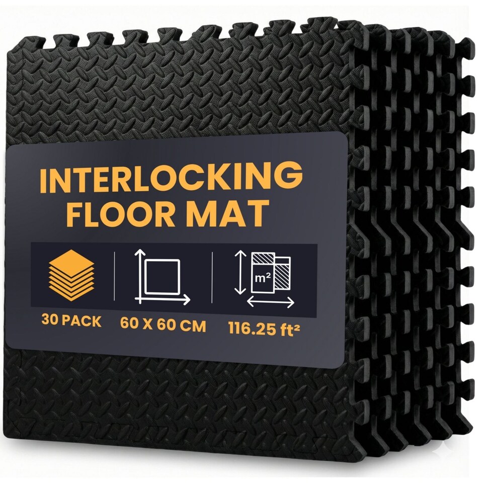 image 1 of Soft Interlocking Floor Mats Set - Non-Slip Foam Tiles EVA Puzzle Mats for Gym, Garage, Home Workout, Playroom, or Office