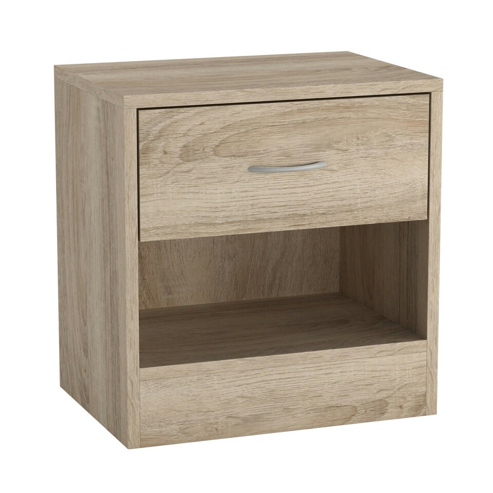 image 1 of 1-Drawer Wooden Bedside Cabinet Brown | Colour: Antique Oak