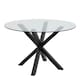 image 1 of Heaven Round Dining Table with Clear Glass Top and Black Legs