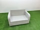 image 2 of Fimous 2 Seater Sofa Rattan Curved Arm Loveseat Light Grey Mixed Outdoor Garden Furniture with Thick Removable Cushion