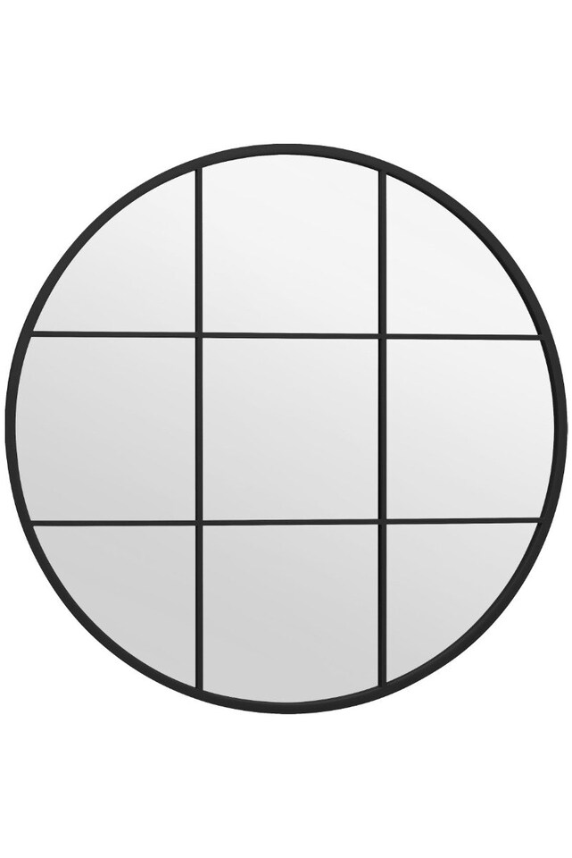 image 1 of The Circulus - Black Metal Framed Round Window Wall Mirror 31" X 31" (80x80CM) | Black