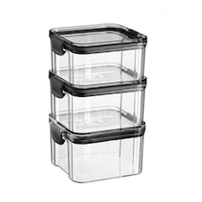 Argon Tableware Food Storage Containers - 460ml - Black - Pack of 3