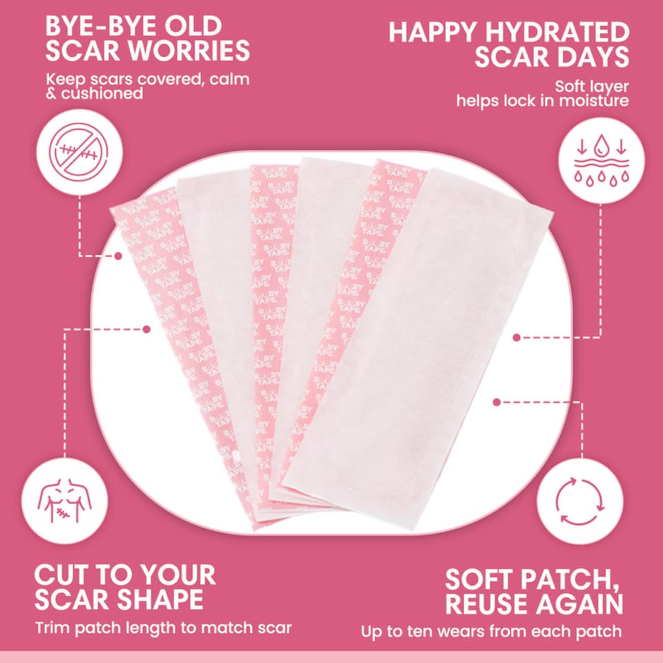 image 1 of Booby Tape Silicone Scar Patches, Protect and Hydrate the Skin while Helping Old and New Scars Fade Away More Easily, Suitable for Post-Surgery Scars 6 x 20.5cm Reusable Patches