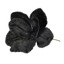 Black Velvet Magnolia with Glitter Edge Artificial Flower Decoration 26cm