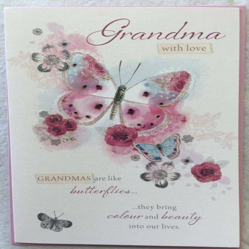 image 1 of Butterfly Design Grandma Birthday Greeting Card