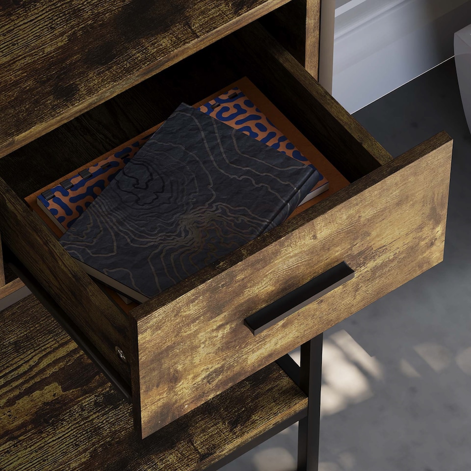 image 1 of Vida Designs Brooklyn 2 Drawer Console Table With Shelf, Dark Wood
