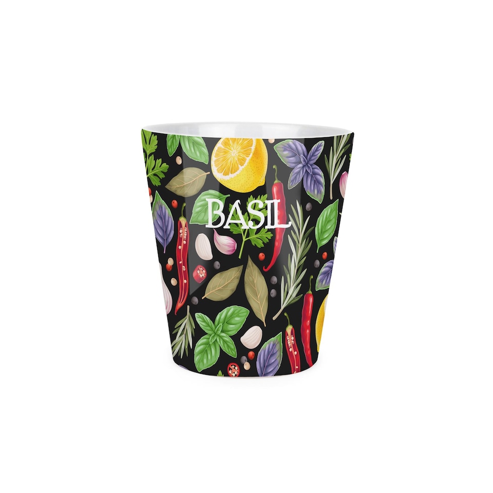 image 1 of Vibrant Herbs Small Ceramic Basil Plant Pot