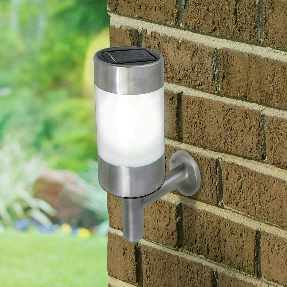 image 1 of GardenKraft 19490 Stainless Steel Solar Wall Light