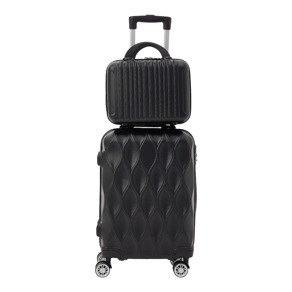 image 1 of Living and Home 2-Piece Hard Shell Suitcase Set - Black 20" & 14"