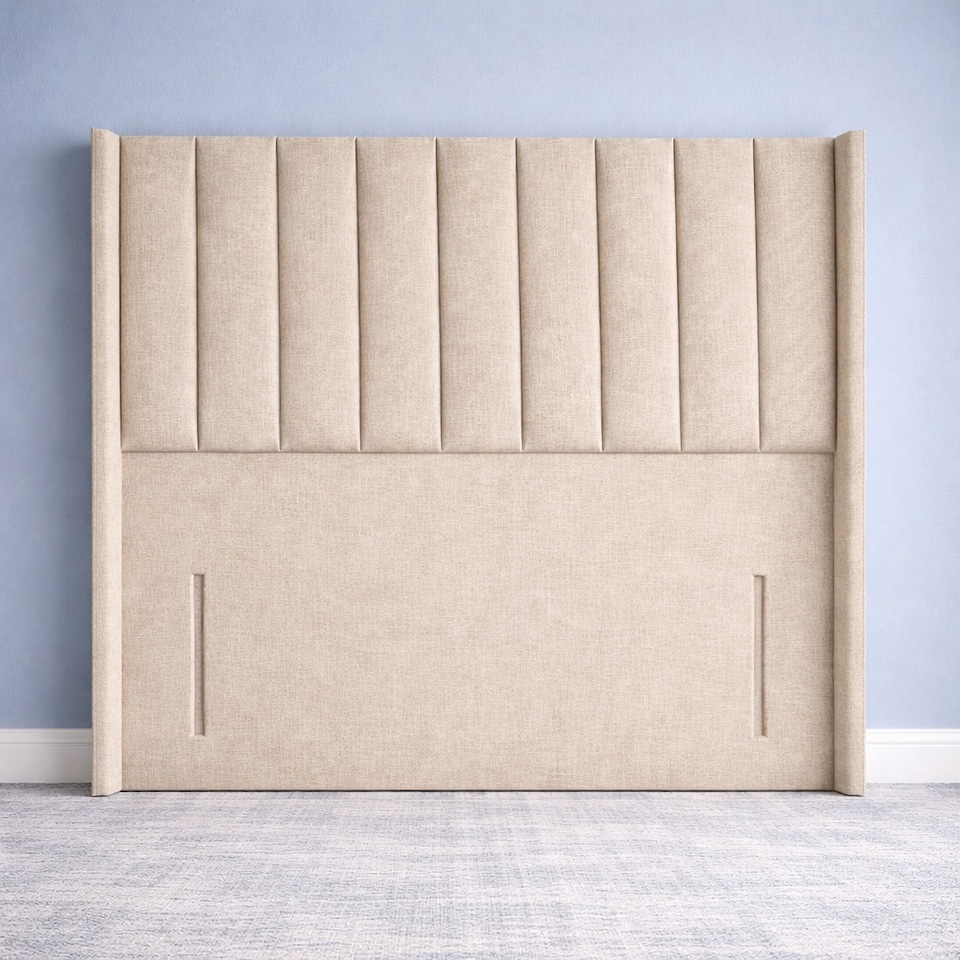 image 1 of Beige Linen Floorstanding Wing 3FT Single 54inch Single Headboard