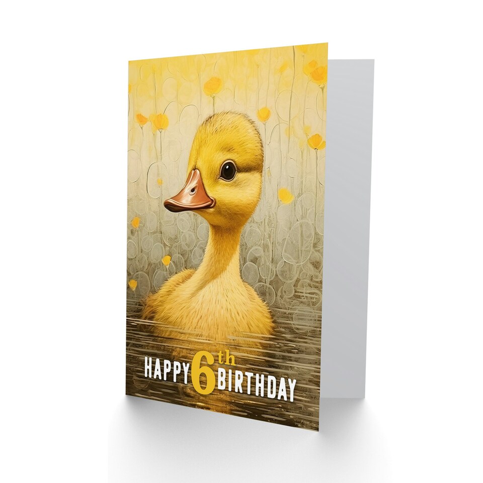image 1 of Kids Age Cute Sweet Duck Duckling Pond Flowers Child Kids Birthday Card
