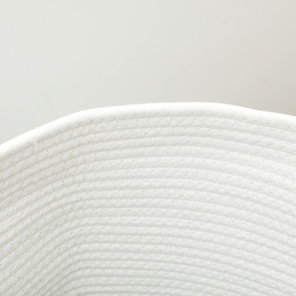 image 1 of HOMCOM 36L Laundry Hamper, Cotton Rope Laundry Basket with Handles, Collapsible Washing Bin, 38 x 45cm, Cream White