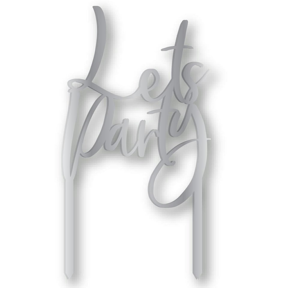 Amscan Lets Party Metallic Acrylic Cake Topper - Silver - 18cm x 10cm