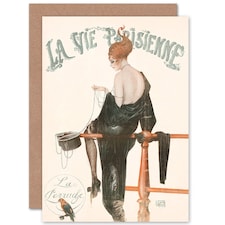 La Vie Parisienne Woman Beads Parakeet France Paris Card