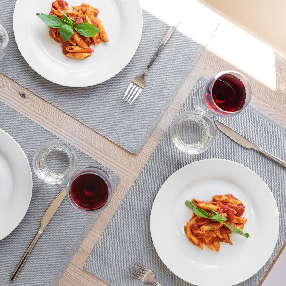 image 1 of Nicola Spring Ribbed Cotton Placemats - 48 x 33cm - Grey - Pack of 6 | Grey | Grey