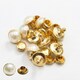 image 1 of 10.5mm Faux Pearl Rivets, Gold Pearl Stud Embellishments - 10pcs