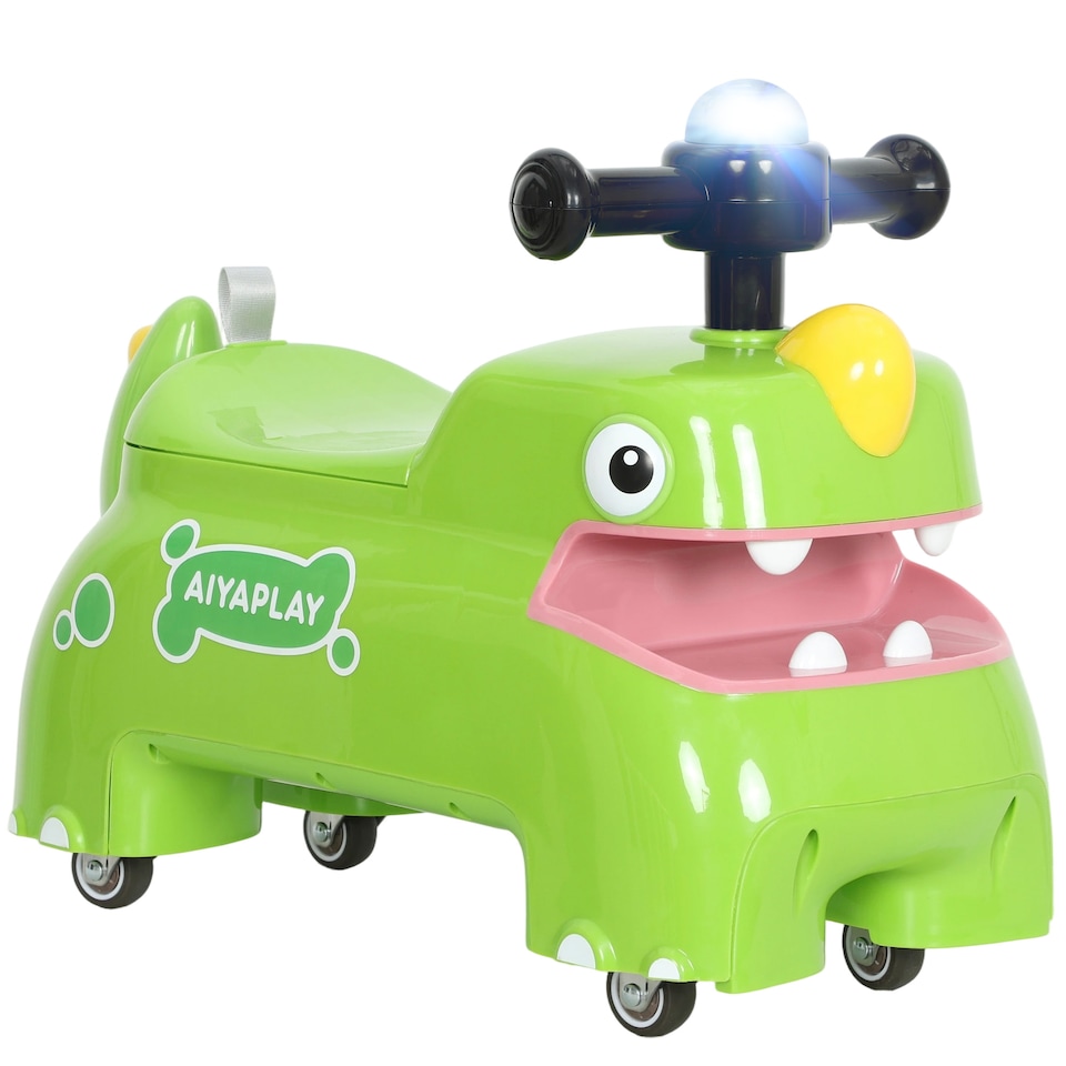 image 1 of AIYAPLAY Kids Ride On Car, Dinosaur Shape Toddler Walker, Green