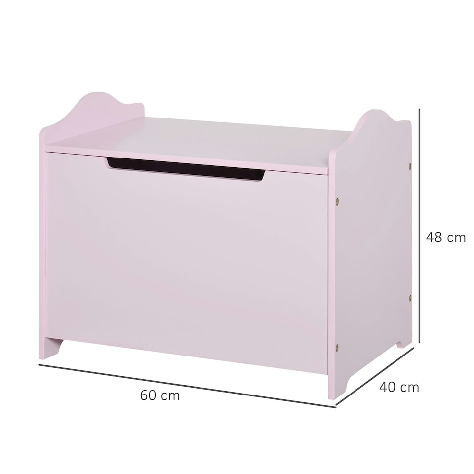 image 1 of HOMCOM 40x60cm Kids Storage Box Toy Organiser for Child 3 Yrs+ Bedroom Pink Grey | 60cm x 40cm x 48cm