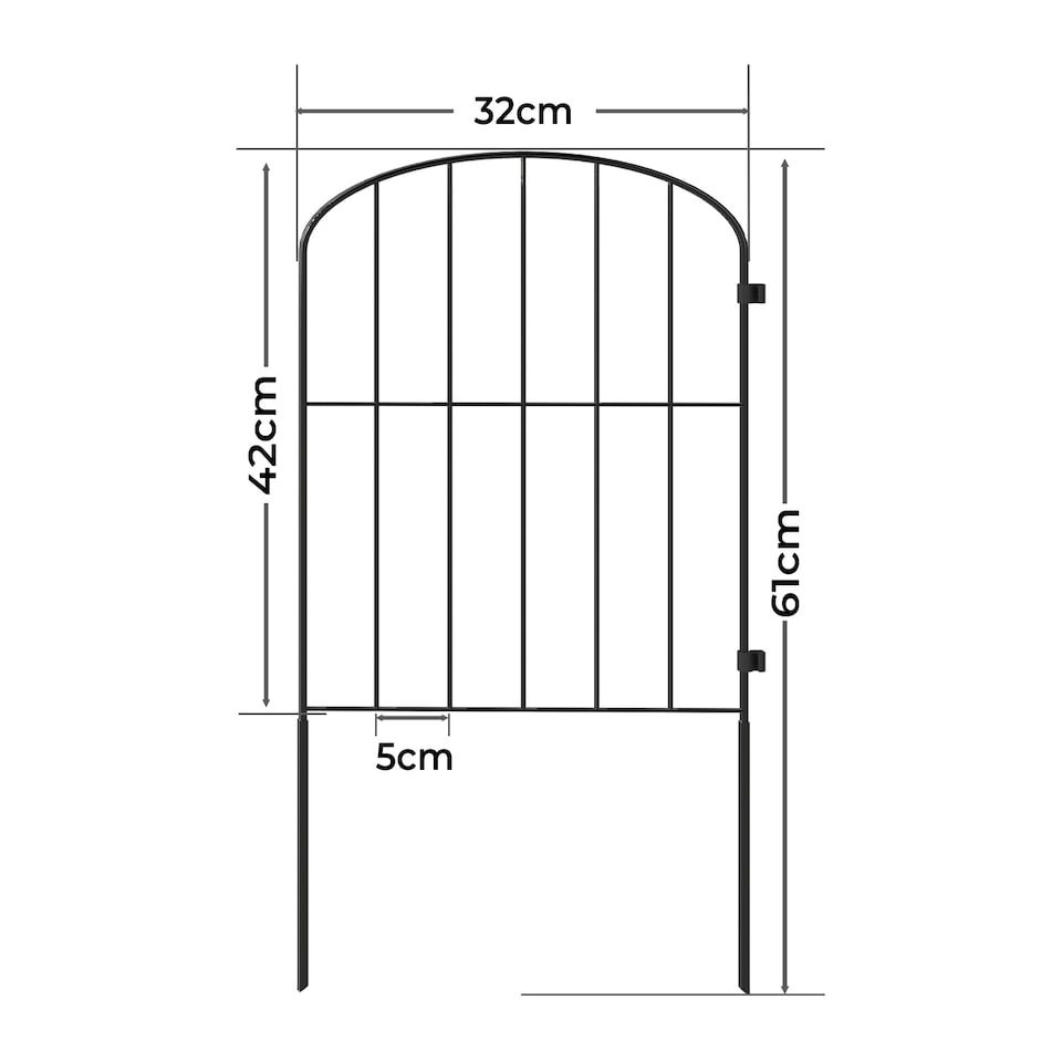 image 1 of Levede 10 Pack Metal Garden Fence Decorative Animal Barrier Outdoor Pet Border | Black