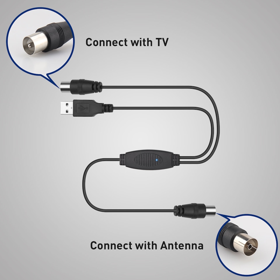 image 1 of USB Powered Signal Booster Cable for Coaxial Aerials - Add 20dB of Gain - August DTB115