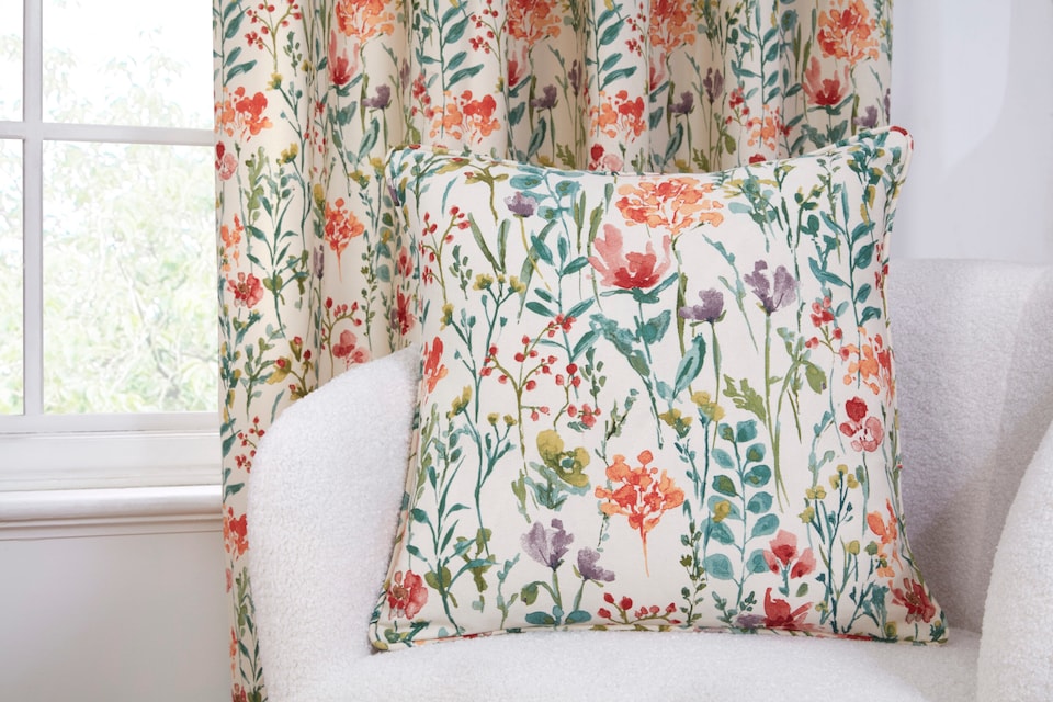 image 1 of Amaryllis - Fully Lined Floral Curtains - Pencil Pleat - Polycotton (Multi,Tie Backs 26''(Pair)) | Multi | Multi