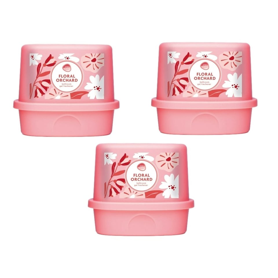 image 1 of Pack of 3 Pan Aroma Floral Orchard Bathroom Gel Air Fresheners 150g
