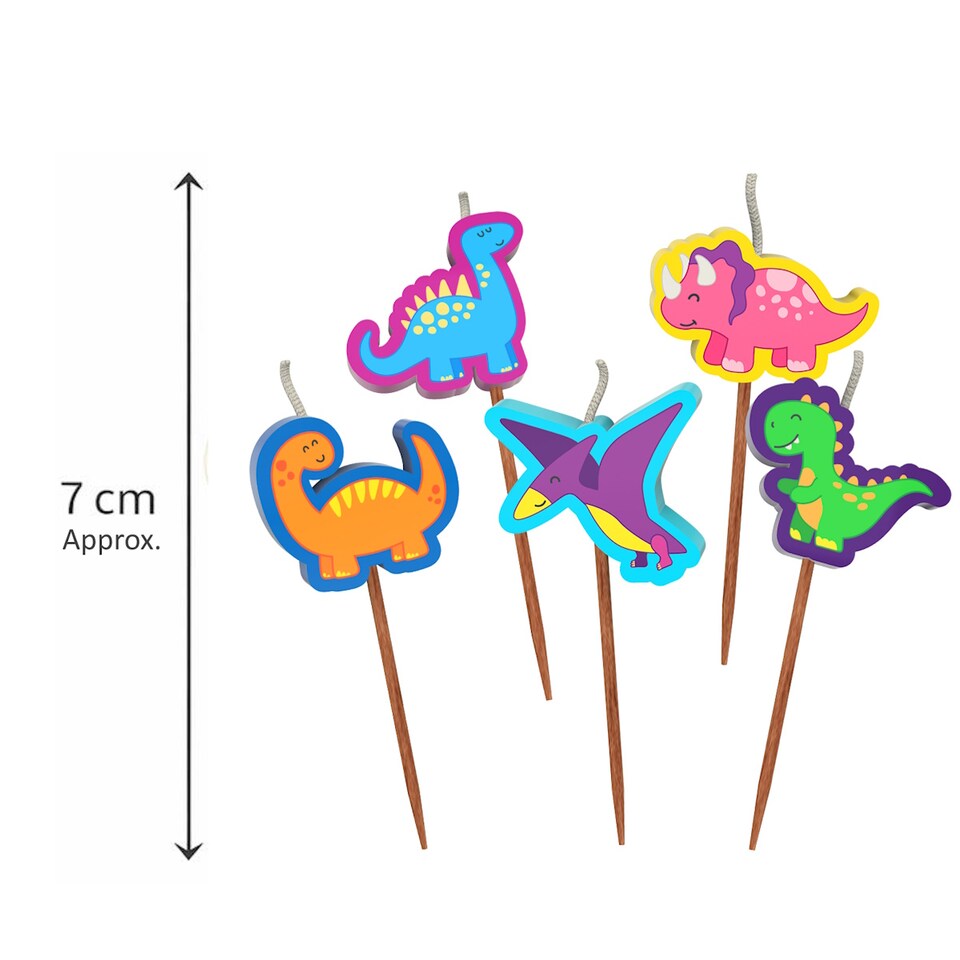 image 1 of Kids Cartoon Dinosaurs Birthday Candles Set