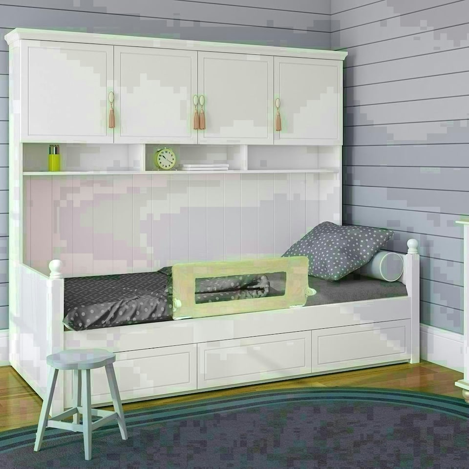 image 1 of Safetots Deluxe Soft Touch Denim Bed Rail, Natural 100cm Wide x 40cm Tall, Toddler Bed Guard For Safety