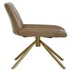 image 3 of Interiors by Premier Grey Genuine Leather Accent Chair, Channel‑Detailed Grey Leather Upholstery, Gold Iron Legs Accent Seating Grey