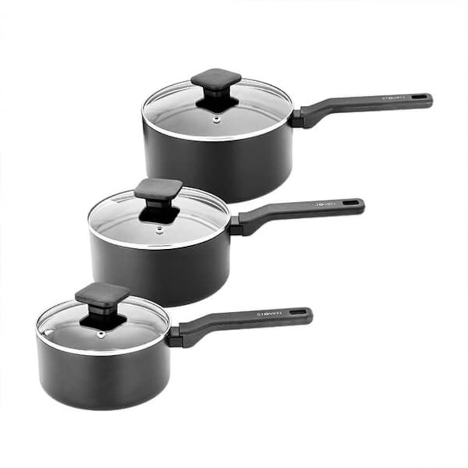 image 1 of Stoven Noir 3 Piece Saucepan Set