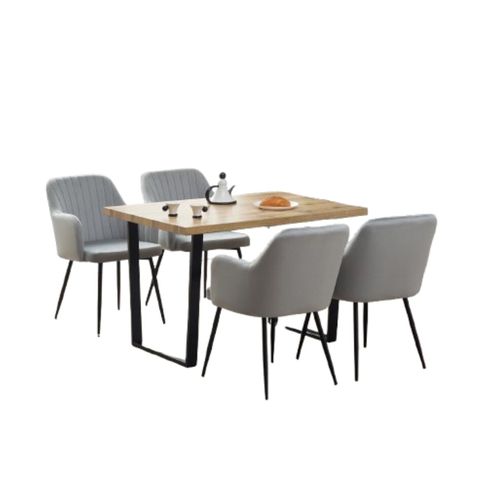 image 1 of Colorado Dining Table with 4 Charlotte Velvet Chairs | Grey | 5