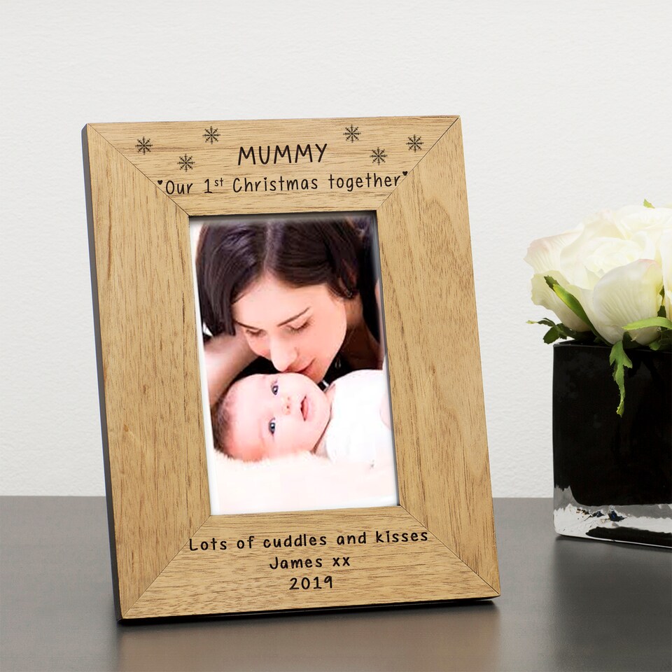 image 1 of Personalised Mummy Our 1st Christmas Together Wood Picture Frame 6x4