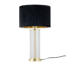 Aura - Satin Brass Table Lamp with Black Pleated Velvet Shade Bronze | Black