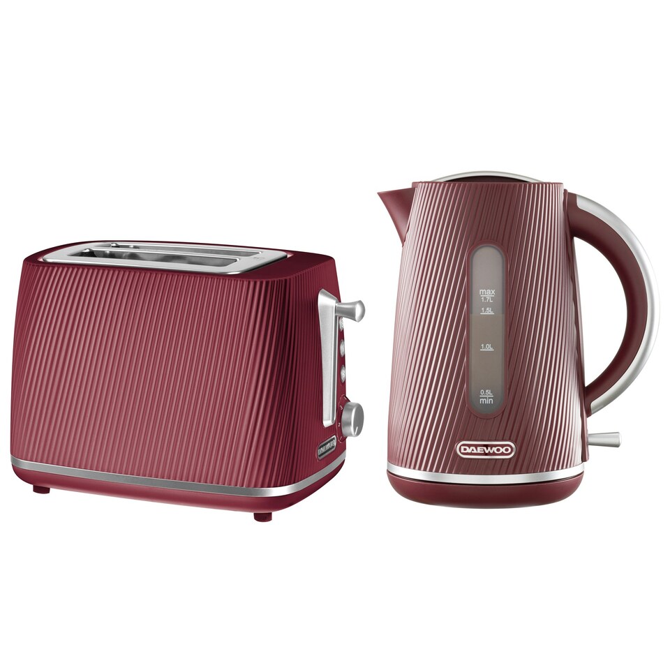 image 1 of Daewoo Cascade Matching Kettle & 2-Slice Toaster Set 1.7 L 3 kW Fast Boil Black | 2-slice