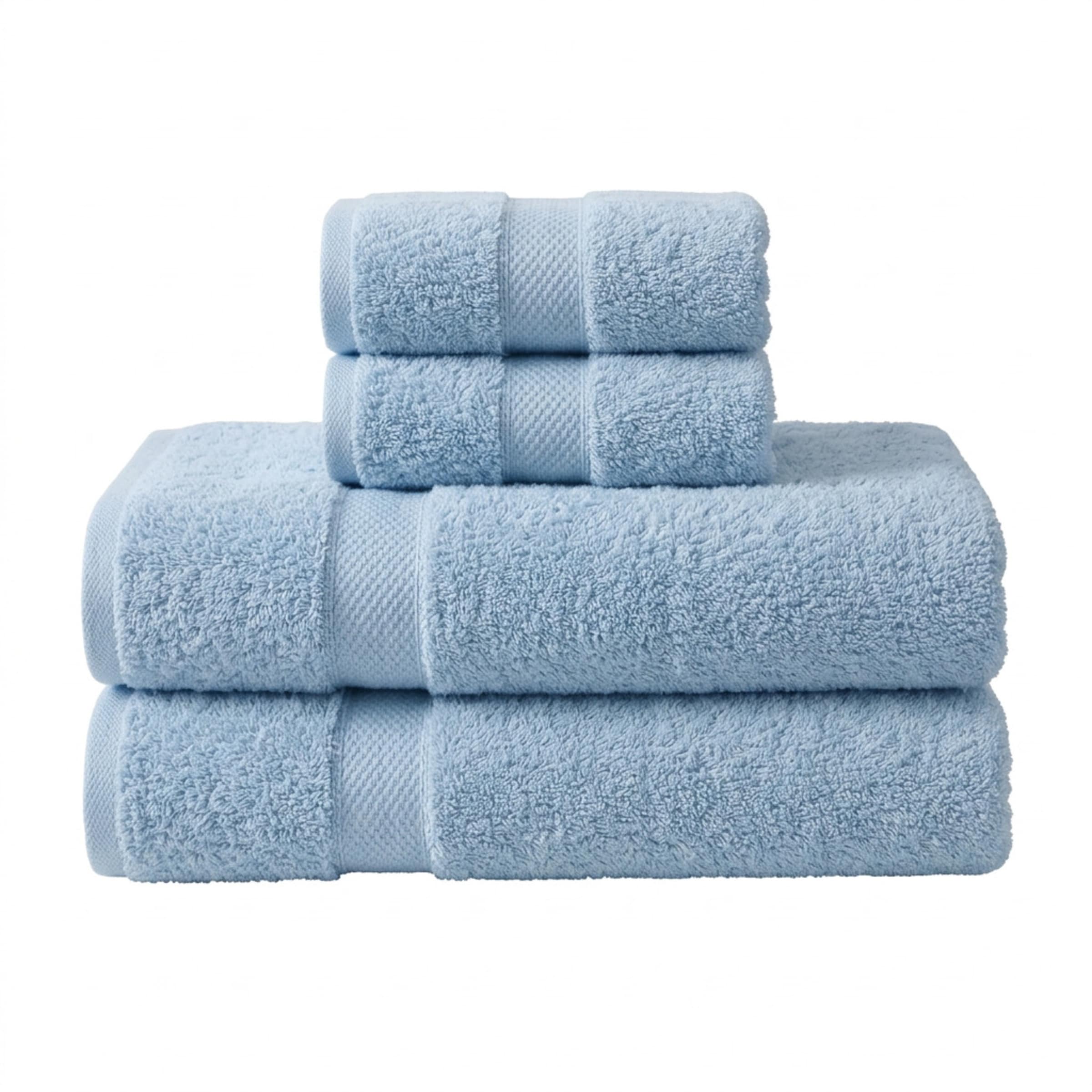 Vision V475 - 4 Piece 100% Cotton Towel Bundle - Pale Blue