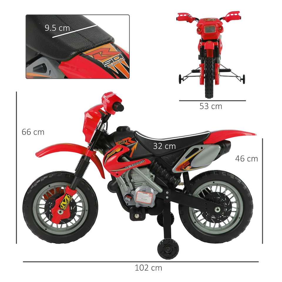 image 1 of HOMCOM 6V Kids Electric Motorbike Motorcycle Ride On for 3-6 Years Red