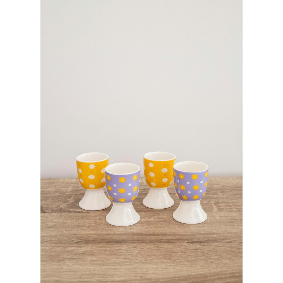 image 1 of KitchenCraft Egg Cup Set Multicolour Floral 4 Piece