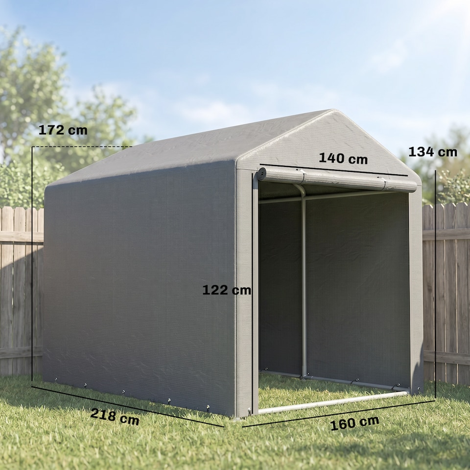 image 1 of Outsunny 1.6 x 2.2m Garden Storage Shed Portable Shed Tent, Light Grey