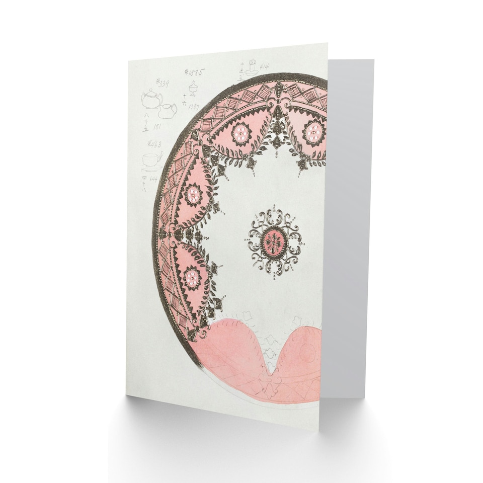 image 1 of Noritake Factory Japanese Art Card Vintage Pink Gold Plate Design