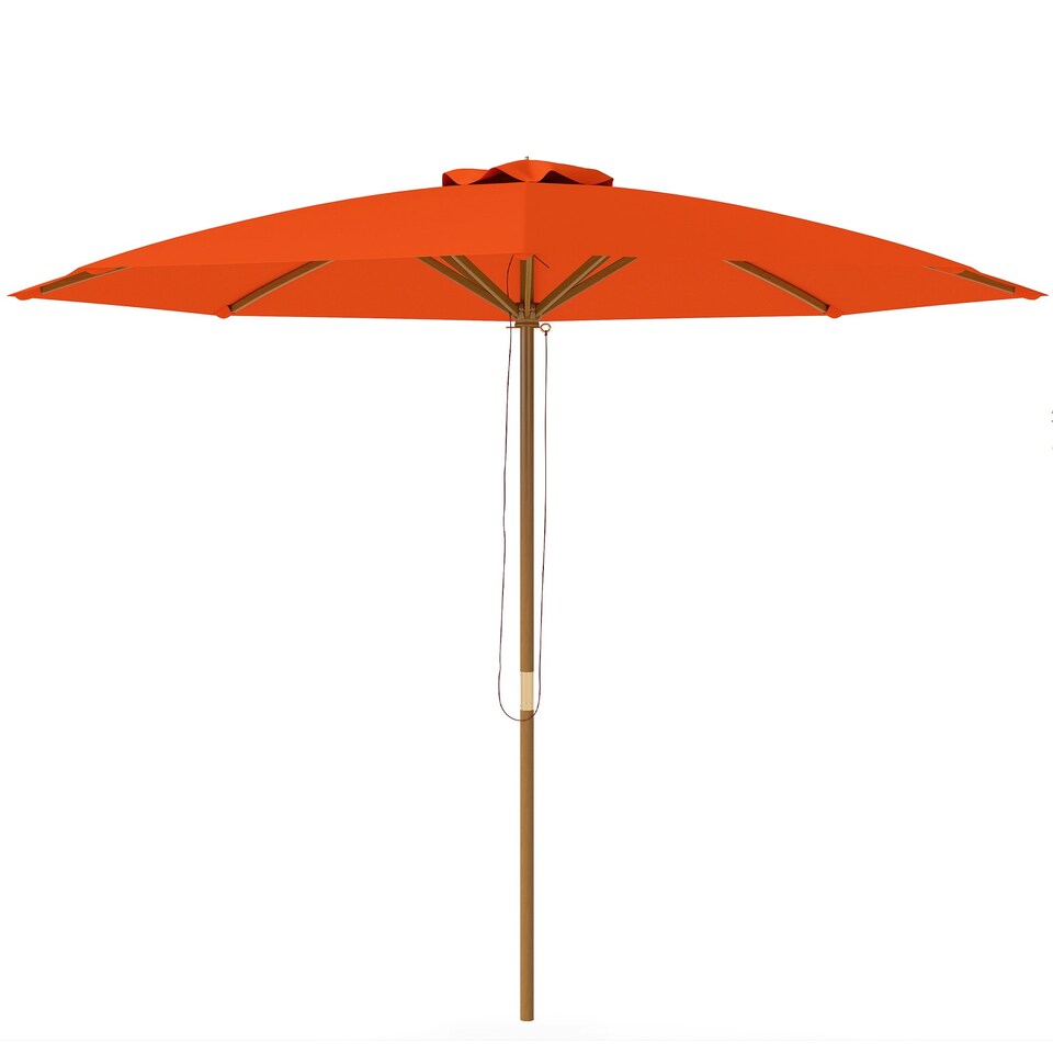 image 1 of Outsunny Wooden Garden Parasol with Rope Pulley Mechanism Grey | Dark Grey